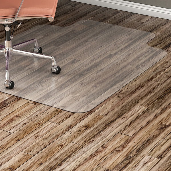 Lorell Nonstudded Wide Lip Chairmat - Tile Floor, Vinyl Floor, Hardwood Floor - 53" (1346.20 mm) Length x 45" (1143 mm) Width x 0.060" (1.52 mm) Thickness - Lip Size 12" (304.80 mm) Length x 25" (635 mm) Width - Vinyl - Clear - 1 Each