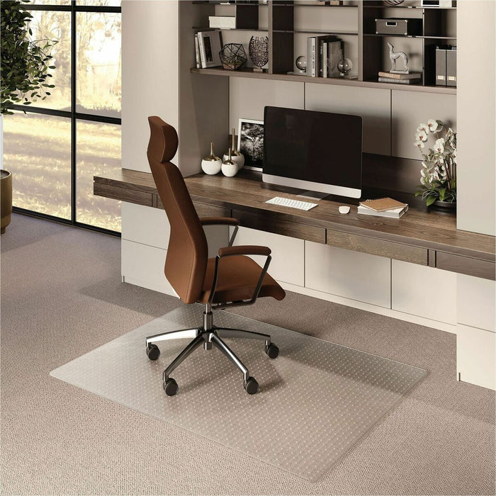 ES ROBBINS Low-Pile Carpet Chair Mat - Pile Carpet, Low Pile - 60" (1524 mm) Length x 46" (1168.40 mm) Width x 0.375" (9.52 mm) Thickness - Rectangular - Vinyl - Clear - 1 Each