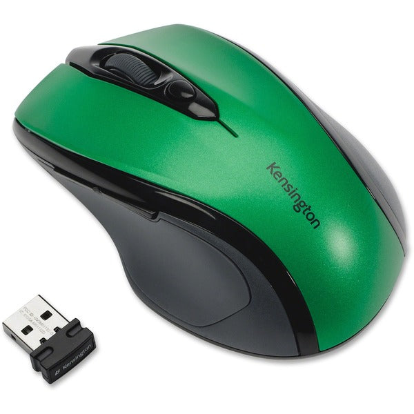 Kensington Pro Fit Mid-size Wireless Mouse - Optical - Wireless - Radio Frequency - 2.40 GHz - Emerald Green - 1 - USB - 1750 dpi - Scroll Wheel - Right-handed