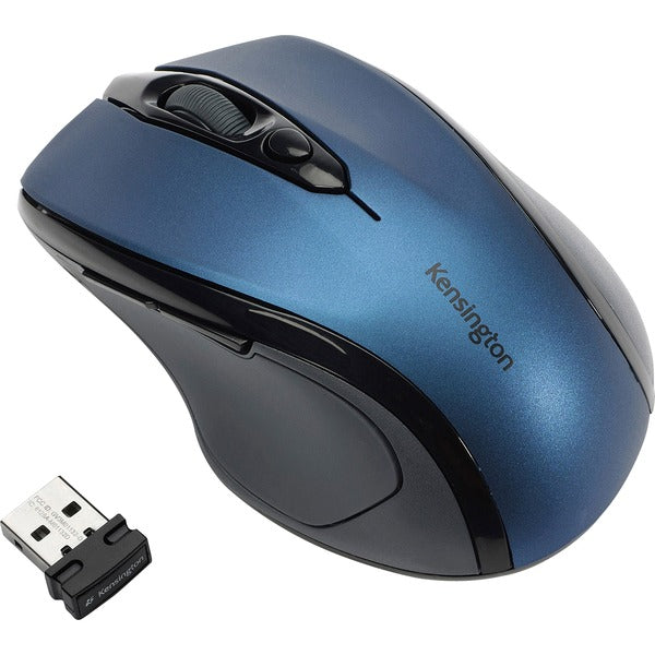 Kensington Pro Fit Mid-Size Wireless Mouse Saphire Blue - Optical - Wireless - Radio Frequency - 2.40 GHz - Sapphire Blue - 1 - USB - 1750 dpi - Scroll Wheel - 3 Button(s) - Right-handed