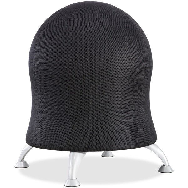 Safco Zenergy Ball Chair - Polyester Seat Material - Four-legged Base - Black - Polyvinyl Chloride (PVC), Polypropylene, Steel - 1 Each