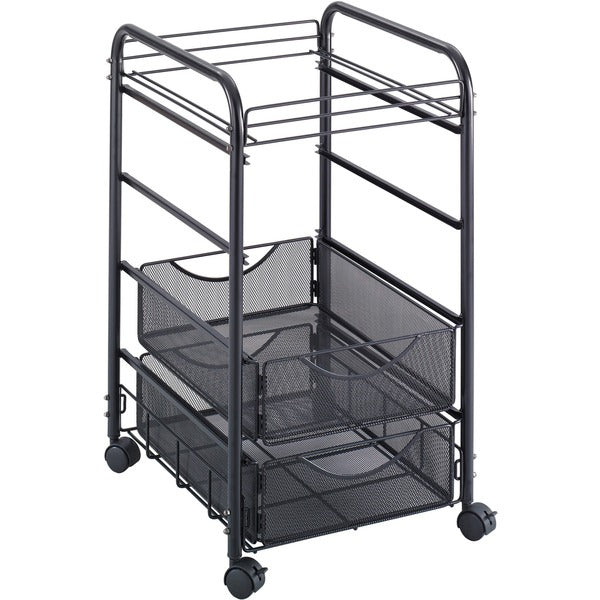 Safco Onyx Mesh Open File with Drawers - 2 Drawer - 75 lb (34.02 kg) Load Capacity - 4 Casters - 1.50" (38.10 mm) Caster Size - Steel - 15.7" (400.05 mm) Width x 17" (431.80 mm) Depth x 27" (685.80 mm) Height - Black Steel Frame - Black - 1 Each