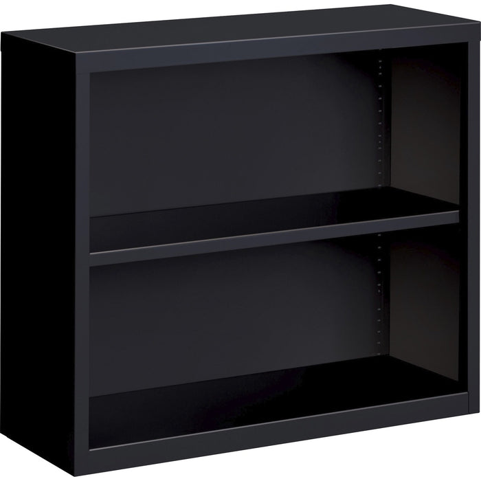 Lorell Fortress Series Bookcase - 34.50" (87.63 cm) Width x 13" (33.02 cm) Depth x 30" (76.20 cm) Height - 2 x Shelf(ves) - Black - Powder Coated - Steel - Yes