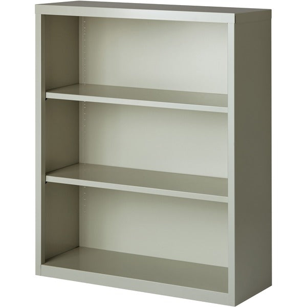 Lorell Fortress Series Bookcase - 34.50" (87.63 cm) Width x 13" (33.02 cm) Depth x 42" (106.68 cm) Height - 3 x Shelf(ves) - Light Gray - Powder Coated - Steel - Recycled