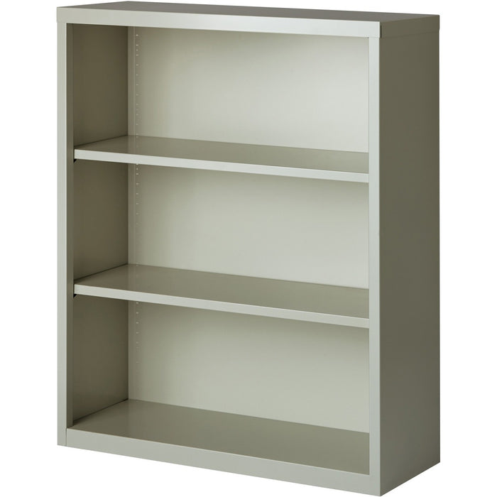 Lorell Fortress Series Bookcase - 34.50" (87.63 cm) Width x 13" (33.02 cm) Depth x 42" (106.68 cm) Height - 3 x Shelf(ves) - Light Gray - Powder Coated - Steel - Yes