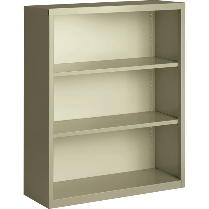 Lorell Fortress Series Bookcase - 34.50" (87.63 cm) Width x 13" (33.02 cm) Depth x 42" (106.68 cm) Height - 3 x Shelf(ves) - Putty - Powder Coated - Steel - Yes