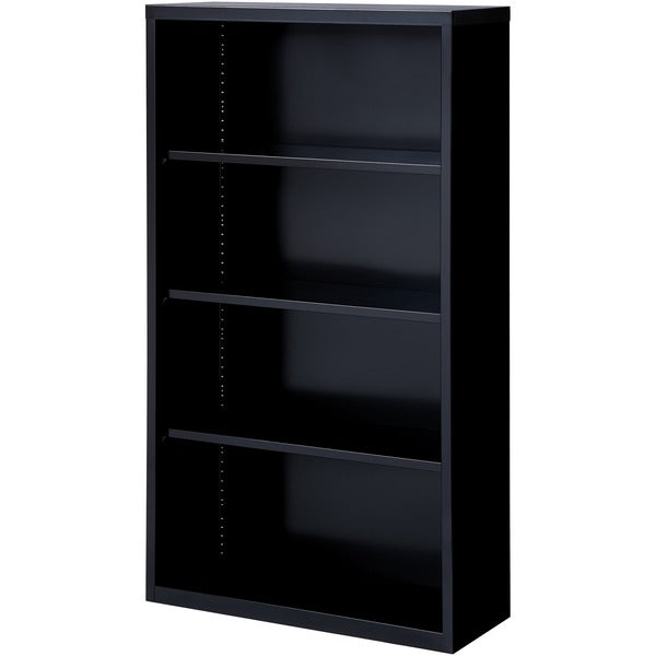 Lorell Fortress Series Bookcase - 34.50" (87.63 cm) Width x 13" (33.02 cm) Depth x 60" (152.40 cm) Height - 4 x Shelf(ves) - Black - Powder Coated - Steel - Recycled