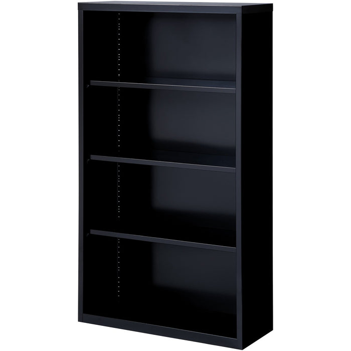 Lorell Fortress Series Bookcase - 34.50" (87.63 cm) Width x 13" (33.02 cm) Depth x 60" (152.40 cm) Height - 4 x Shelf(ves) - Black - Powder Coated - Steel - Yes