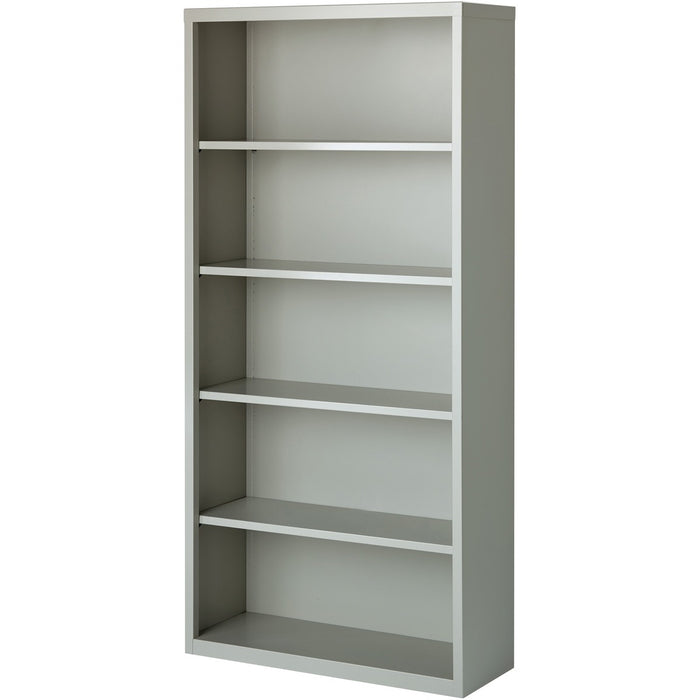 Lorell Fortress Series Bookcase - 34.50" (87.63 cm) Width x 13" (33.02 cm) Depth x 72" (182.88 cm) Height - 5 x Shelf(ves) - Light Gray - Powder Coated - Steel - Yes