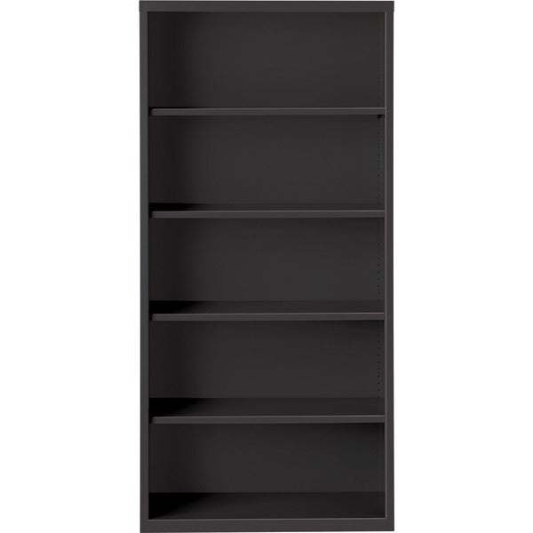 Lorell Fortress Series Bookcase - 34.50" (87.63 cm) Width x 13" (33.02 cm) Depth x 72" (182.88 cm) Height - 5 x Shelf(ves) - Black - Powder Coated - Steel - Recycled