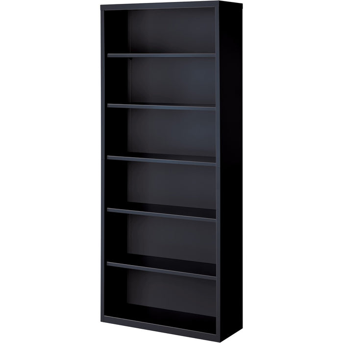 Lorell Fortress Series Bookcase - 34.50" (87.63 cm) Width x 13" (33.02 cm) Depth x 82" (208.28 cm) Height - 6 x Shelf(ves) - Black - Powder Coated - Steel - Yes