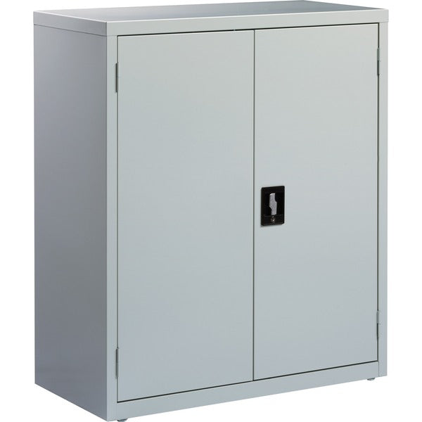Lorell Fortress Series Storage Cabinet - 18" (457.20 mm) Width x 36" (914.40 mm) Depth x 42" (1066.80 mm) Height - 3 x Shelf(ves) - Recessed Locking Handle, Hinged Door, Durable, Sturdy, Adjustable Shelf - Light Gray - Powder Coated - Steel - Recycled