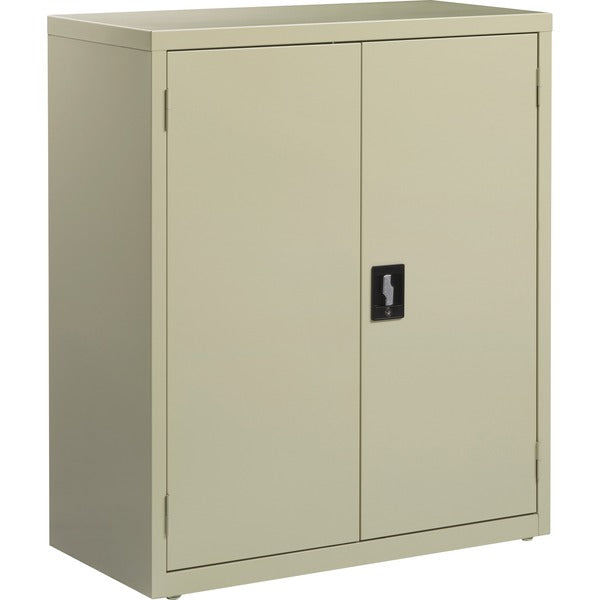 Lorell Fortress Series Storage Cabinets - 18" (457.20 mm) Width x 36" (914.40 mm) Depth x 42" (1066.80 mm) Height - 3 x Shelf(ves) - Recessed Locking Handle, Hinged Door, Durable, Adjustable Shelf - Putty - Powder Coated - Steel - Recycled