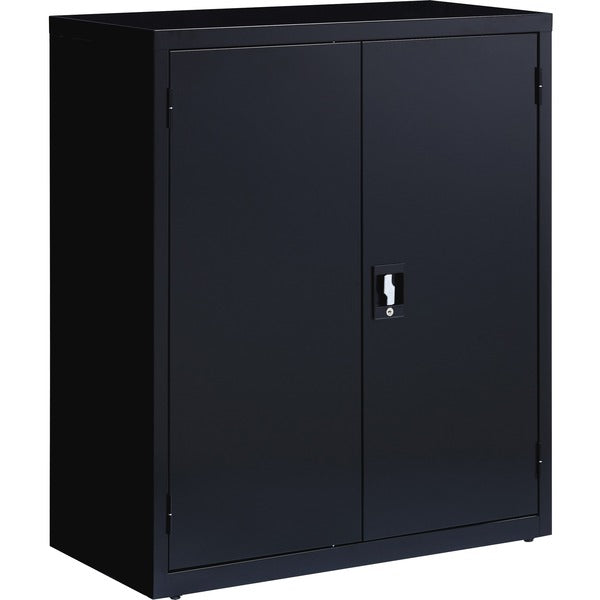 Lorell Fortress Series Storage Cabinet - 36" (914.40 mm) Width x 18" (457.20 mm) Depth x 42" (1066.80 mm) Height - 3 x Shelf(ves) - Recessed Locking Handle, Hinged Door, Durable - Black - Powder Coated - Steel - Recycled