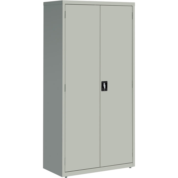 Lorell Fortress Series Storage Cabinet - 36" (91.44 cm) Width x 18" (45.72 cm) Depth x 72" (182.88 cm) Height - 5 x Shelf(ves) - Recessed Locking Handle, Hinged Door, Durable - Light Gray - Powder Coated - Steel - Recycled
