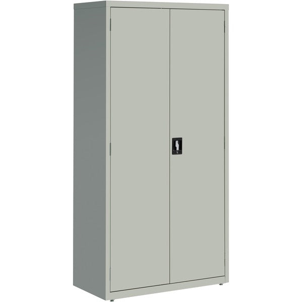 Lorell Fortress Series Storage Cabinet - 36" (914.40 mm) Width x 18" (457.20 mm) Depth x 72" (1828.80 mm) Height - 5 x Shelf(ves) - Recessed Locking Handle, Hinged Door, Durable - Light Gray - Powder Coated - Steel - Recycled