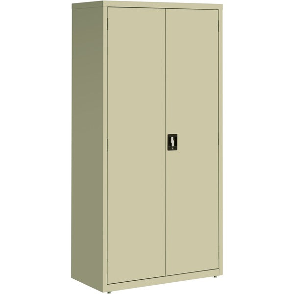 Lorell Fortress Series Storage Cabinet - 36" (914.40 mm) Width x 18" (457.20 mm) Depth x 72" (1828.80 mm) Height - 5 x Shelf(ves) - Recessed Locking Handle, Hinged Door, Durable - Putty - Powder Coated - Steel - Recycled