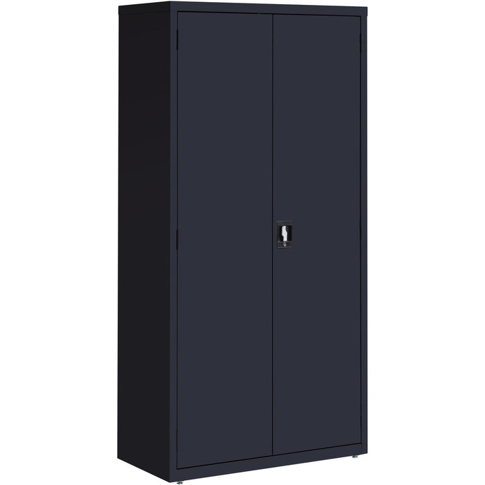 Lorell Fortress Series Storage Cabinet - 36" (91.44 cm) Width x 18" (45.72 cm) Depth x 72" (182.88 cm) Height - 5 x Shelf(ves) - Recessed Locking Handle, Hinged Door, Durable - Black - Powder Coated - Steel - Recycled