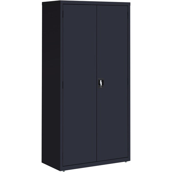 Lorell Fortress Series Storage Cabinet - 36" (91.44 cm) Width x 18" (45.72 cm) Depth x 72" (182.88 cm) Height - 5 x Shelf(ves) - Recessed Locking Handle, Hinged Door, Durable - Black - Powder Coated - Steel - Recycled