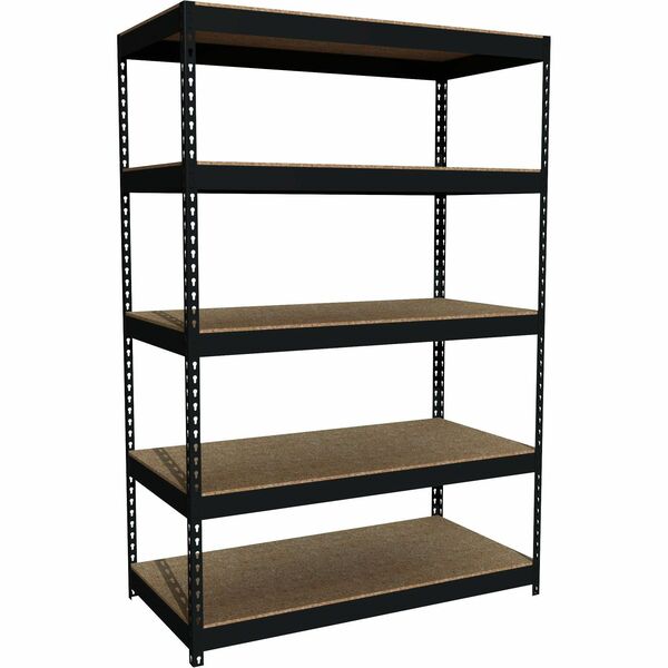 Lorell Fortress Riveted Shelving - 5 Shelf(ves) - 72" (1828.80 mm) Height x 48" (1219.20 mm) Width x 24" (609.60 mm) Depth - Rust Resistant - 28% Recycled - Black - Steel - 1 Each