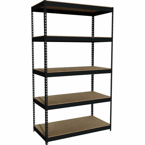 Lorell Fortress Riveted Shelving - 5 Compartment(s) - 5 Shelf(ves) - 84" (2133.60 mm) Height x 48" (1219.20 mm) Width x 24" (609.60 mm) Depth - Heavy Duty, Rust Resistant - 28% Recycled - Powder Coated - Black - Steel - 1 Each