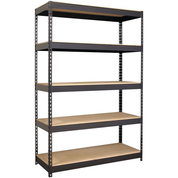Lorell Fortress Riveted Shelving - 5 Compartment(s) - 5 Shelf(ves) - 72" (1828.80 mm) Height x 48" (1219.20 mm) Width x 18" (457.20 mm) Depth - Heavy Duty, Rust Resistant - 28% Recycled - Powder Coated - Black - Steel - 1 Each