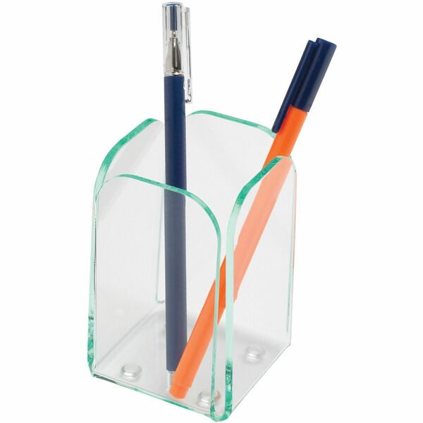 Lorell Desktop Pencil Cup - Acrylic - 1 Each - Green, Transparent