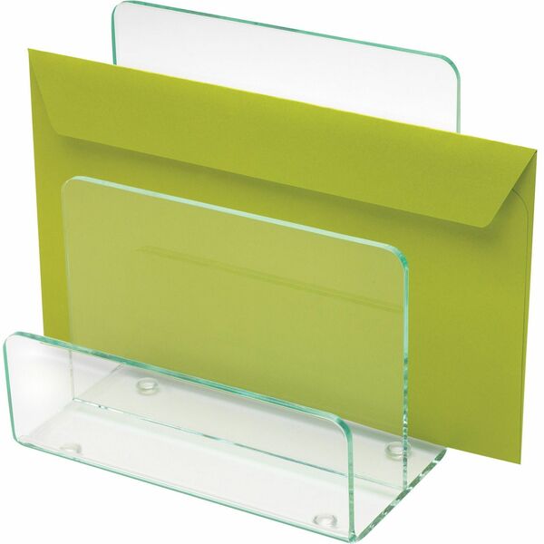 Lorell Mini File Sorter - Desktop - Durable, Lightweight, Non-skid - Clear, Green - Acrylic - 1 Each