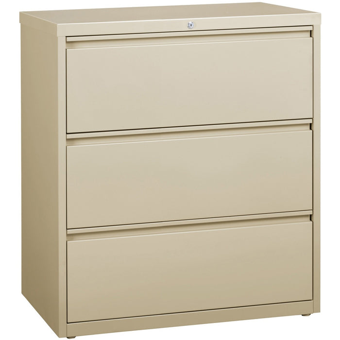 Lorell Fortress Series Lateral File - 36" (91.44 cm) Width x 18.63" (47.31 cm) Depth x 40.25" (102.23 cm) Height - 3 x Drawer(s) for File - Letter, Legal, A4 - Lateral - Locking Drawer, Magnetic Label Holder, Ball-bearing Suspension, Leveling Glide - Putt