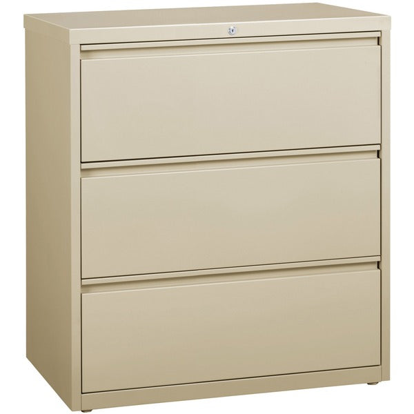 Lorell Fortress Series Lateral File - 36" (914.40 mm) Width x 18.6" (473.08 mm) Depth x 40.3" (1022.35 mm) Height - 3 x Drawer(s) for File - Letter, Legal, A4 - Lateral - Locking Drawer, Magnetic Label Holder, Ball-bearing Suspension, Leveling Glide - Put
