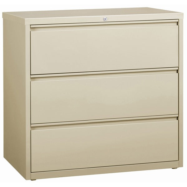 Lorell Fortress Series Lateral File - 42" (1066.80 mm) Width x 18.6" (473.08 mm) Depth x 40.3" (1022.35 mm) Height - 3 x Drawer(s) for File - Letter, Legal, A4 - Lateral - Locking Drawer, Magnetic Label Holder, Ball-bearing Suspension, Leveling Glide - Pu
