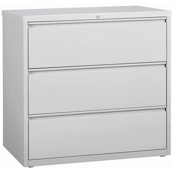 Lorell Fortress Series Lateral File - 42" (106.68 cm) Width x 18.63" (47.31 cm) Depth x 40.25" (102.23 cm) Height - 3 x Drawer(s) for File - Letter, Legal, A4 - Lateral - Locking Drawer, Magnetic Label Holder, Ball-bearing Suspension, Leveling Glide - Lig