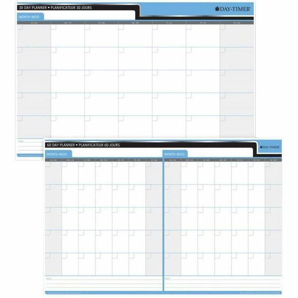 Day-Timer Reversible Flex Planners - Undated, 30/60 Day - Bilingual, 24" x 36" - Monthly, Daily - 24" (609.60 mm) x 36" (914.40 mm) Sheet Size - Undated, Flexible, Reversible, Laminated, Write on/Wipe off, Double-sided, Reusable, Durable - 1 Each