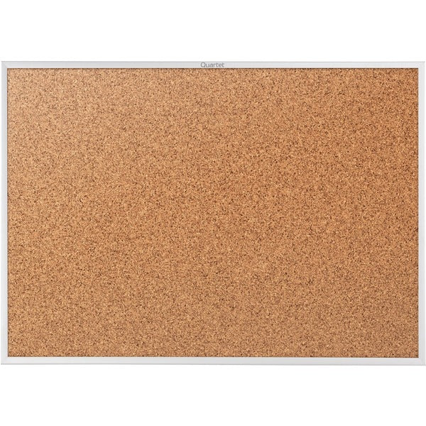 Quartet Cork Board Aluminum Frame - Natural Cork Surface - Anodized Aluminum Frame - 1 Each