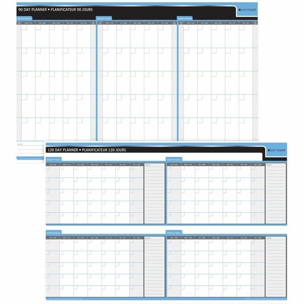 Day-Timer Reversible Flex Planners - Undated, 90/120 Day - Bilingual, 24" x 36" - Undated - 24" (609.60 mm) x 36" (914.40 mm) Sheet Size - Reversible, Flexible, Laminated, Write on/Wipe off, Double-sided, Reusable, Durable - 1 Each
