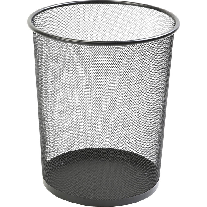 Lorell Mesh Waste Bin - 17.79 L Capacity - Round - 14.3" (361.95 mm) Height x 12" (304.80 mm) Diameter - Steel - Black - 1 Each