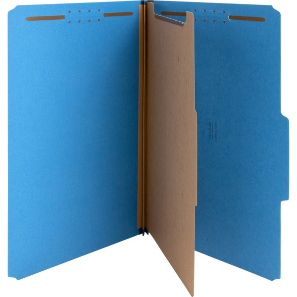 Nature Saver 2/5 Tab Cut Legal Recycled Classification Folder - 8 1/2" x 14" - 2" Fastener Capacity for Folder, 2" Fastener Capacity, 2" Fastener Capacity - Top Tab Location - Right of Center Tab Position - 1 Divider(s) - Dark Blue - 100% Recycled - 10 /