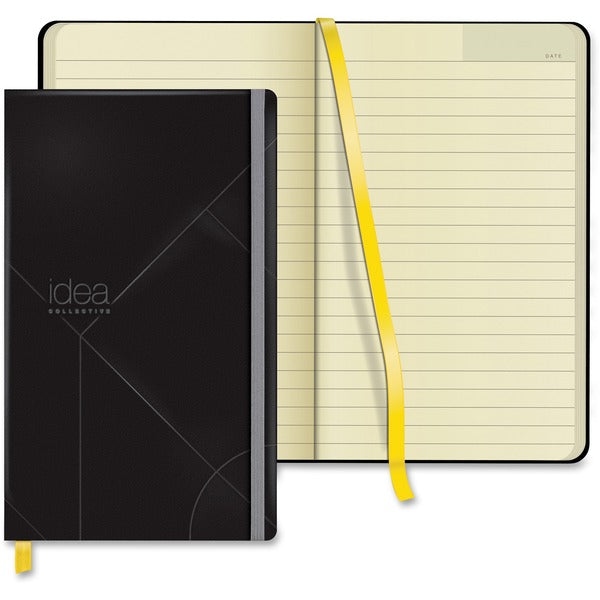 TOPS Idea Collective Wide-ruled Journal - 240 Sheets - Book Bound - 8 1/4" (209.55 mm) x 5" (127 mm) Sheet Size - 0.63" (15.88 mm) Height x 5" (127 mm) Width x 8.25" (209.55 mm) Length - Cream Paper - Black Cover - Durable Cover, Elastic Band, Acid-free -