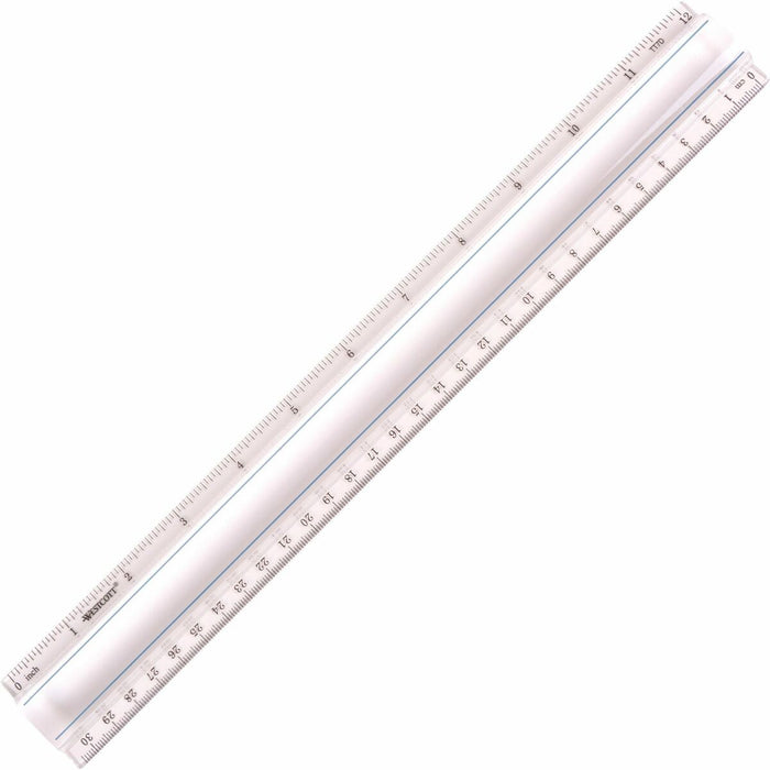 Westcott 12" Clear Magnifying Data Processing Ruler - 30.48 cm Length - 1/16 Graduations - Imperial, Metric Measuring System - Glass - Clear - 1 Each