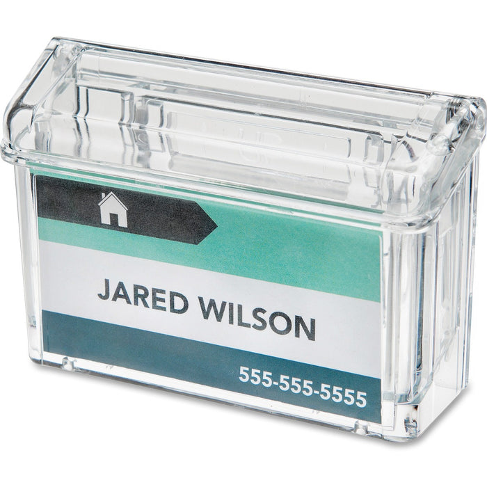 Deflecto Grab a Card Outdoor Business Card Holder 50 Card Capacity Clear - 2.75" (69.85 mm) Height x 4.25" (107.95 mm) Width x 1.50" (38.10 mm) Depth - Clear - Durable, Weather Resistant - 1 Each