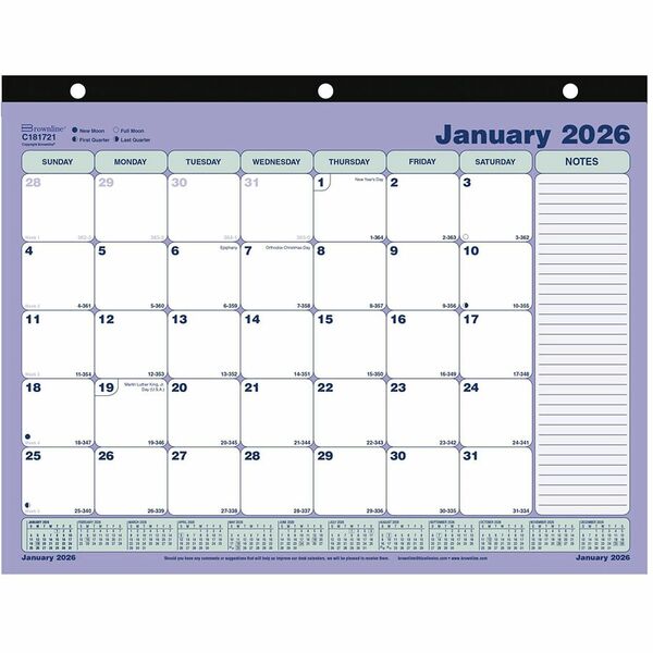 Brownline Monthly Desk Pad Calendar, 11" x 8-1/2" , English - Brownline&reg; Monthly Desk/Wall Calendar 11" x 8-1/2" English