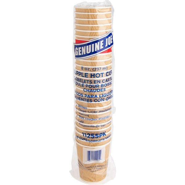 Genuine Joe Ripple Hot Cups - 236.59 mL - Brown - Hot Drink - 25 / Pack