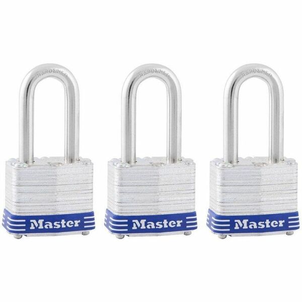 Master Lock Laminated Padlock - Keyed Alike - 0.28" (7 mm) Shackle Diameter - Cut Resistant, Pry Resistant, Weather Resistant, Hammer Resistant - Laminated Steel - Silver - 1 Pack