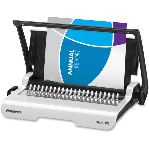 Fellowes Star™+ 150 Manual Comb Binding Machine - CombBind - 150 Sheet(s) Bind - 15 Punch - 3.13" (79.50 mm) Height x 17.69" (449.33 mm) Width x 9.81" (249.17 mm) Depth - White, Black