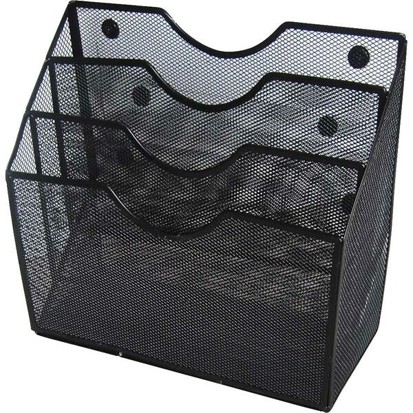 Winnable Wall Pocket - 3 Pocket(s) - 12" (304.80 mm) Height x 11.5" (292.10 mm) Width x 4" (101.60 mm) Depth - Magnetic - Black - Steel
