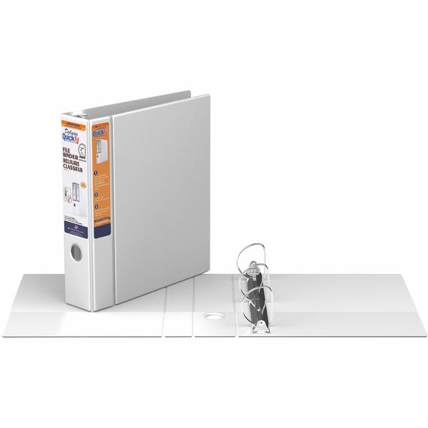 QuickFit Heavy-Duty 3-Ring File Binder, Locking D-Ring , View Binder, 2 Inch, White - 2" (50.80 mm) Binder Capacity - 8 1/2" (215.90 mm) x 11" (279.40 mm) Sheet Size - 450 Sheet Capacity - 3 x 2" (50.80 mm) Ring - Fastener: D-Ring - Pocket: 2, Internal -