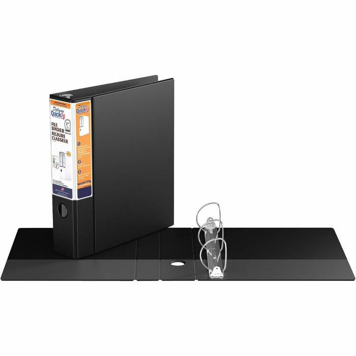 QuickFit Heavy-Duty 3-Ring File Binder, Locking D-Ring, View Binder, 2 Inch, Black - 2" (50.80 mm) Binder Capacity - 8 1/2" (215.90 mm) x 11" (279.40 mm) Sheet Size - 450 Sheet Capacity - 3 x 2" (50.80 mm) Ring - Fastener: D-Ring - Pocket: 2, Internal - P