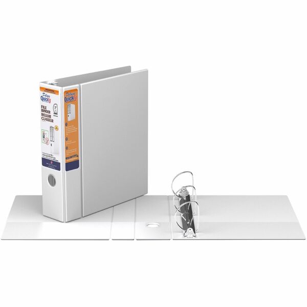 QuickFit Heavy-Duty 3-Ring File Binder, Locking D-Ring, View Binder, 3 Inch, White - 3" (76.20 mm) Binder Capacity - 8 1/2" (215.90 mm) x 11" (279.40 mm) Sheet Size - 550 Sheet Capacity - 3 x 3" (76.20 mm) Ring(s) - Fastener(s): D-Ring - Pocket(s): 2, Int