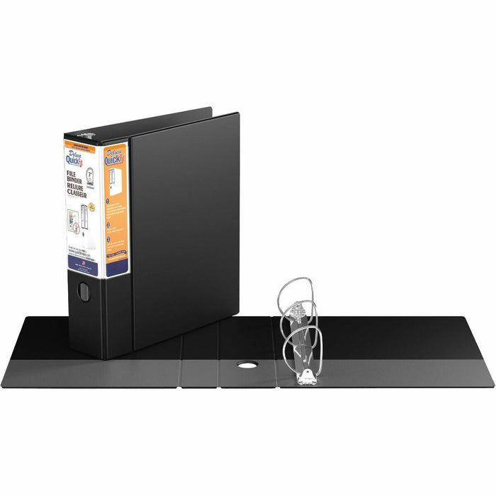 QuickFit Heavy-Duty 3-Ring File Binder, Locking D-Ring, View Binder, 3 Inch, Black - 3" (76.20 mm) Binder Capacity - 8 1/2" (215.90 mm) x 11" (279.40 mm) Sheet Size - 550 Sheet Capacity - 3 x 3" (76.20 mm) Ring(s) - Fastener(s): D-Ring - Pocket(s): 2, Int