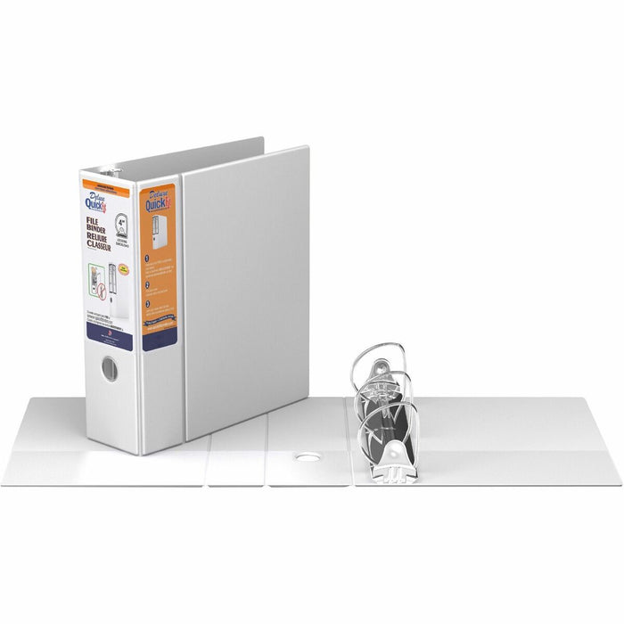 QuickFit Heavy-Duty 3-Ring File Binder, Locking D-Ring, View Binder, 4 Inch, White - 4" (101.60 mm) Binder Capacity - 8 1/2" (215.90 mm) x 11" (279.40 mm) Sheet Size - 650 Sheet Capacity - 3 x 4" (101.60 mm) Ring - Fastener: D-Ring - Pocket: 2, Internal -